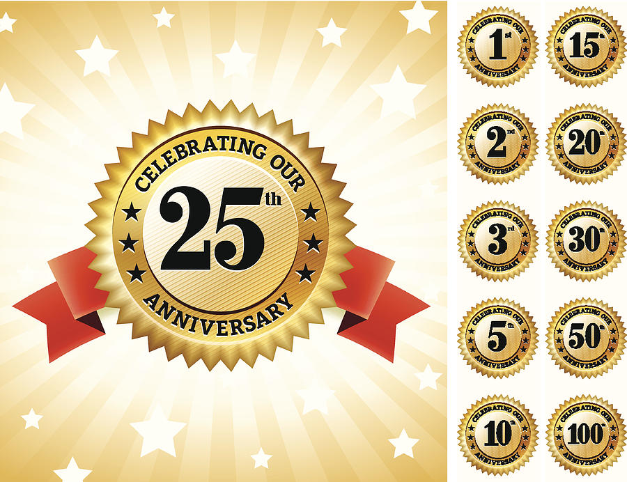 Marriage Anniversary Badges royalty free vector icon set #1 Drawing by Bubaone