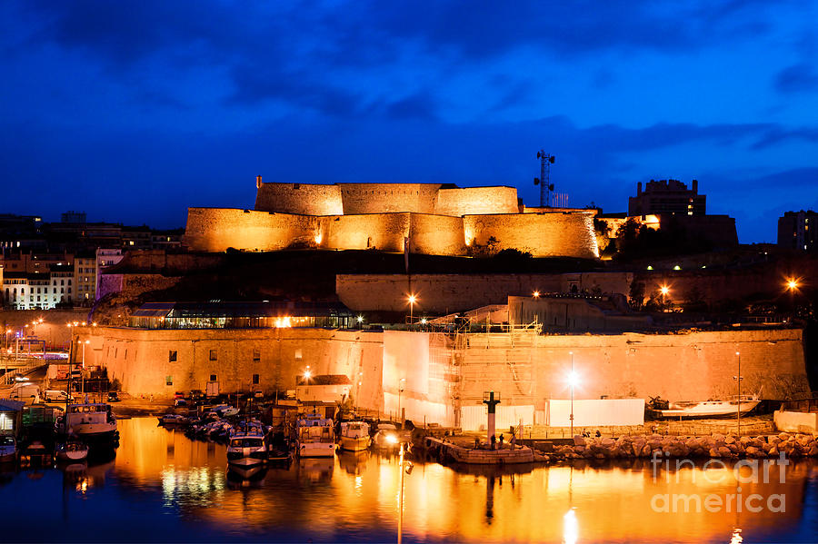 Marseille France panorama at night #1 Photograph by Michal Bednarek