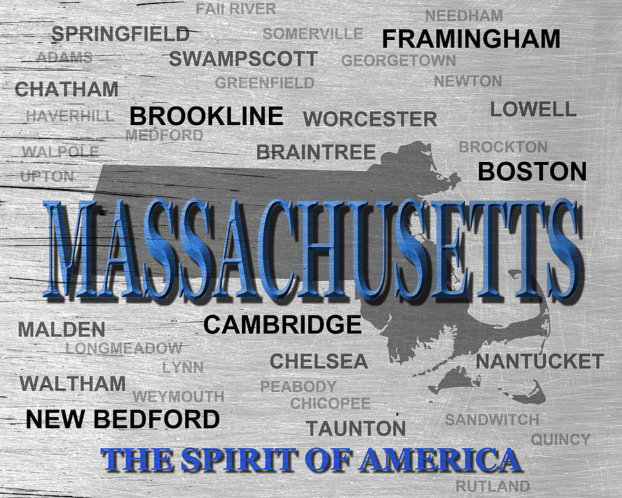 Massachusetts State Pride Map Silhouette  #1 Photograph by Keith Webber Jr