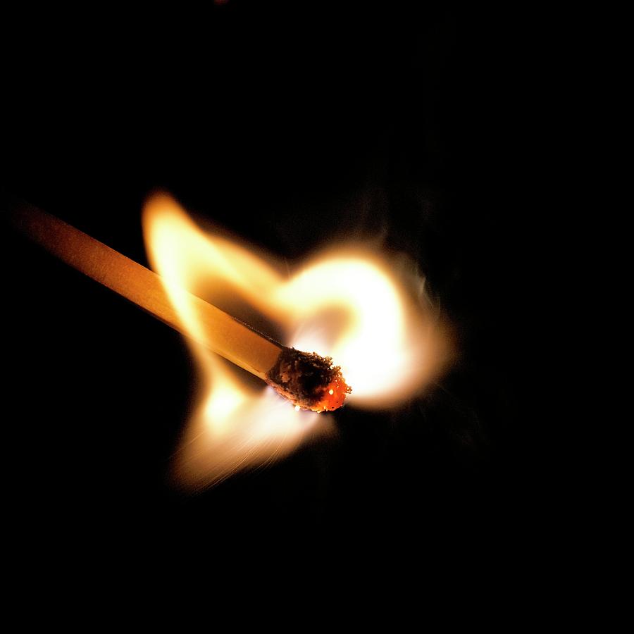 Match Photograph - Matchstick On Fire #1 by Science Photo Library
