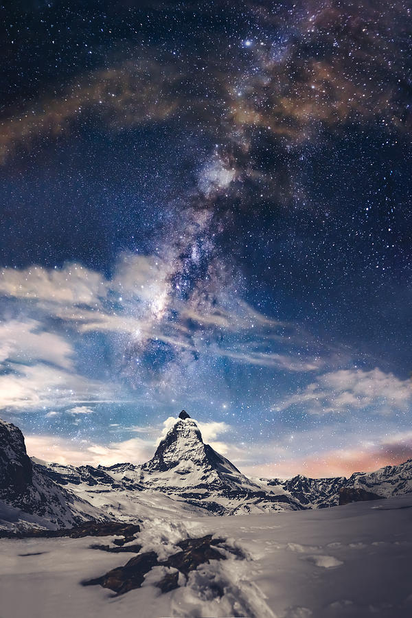 Matterhorn and Milky way #1 Photograph by Pathara Buranadilok