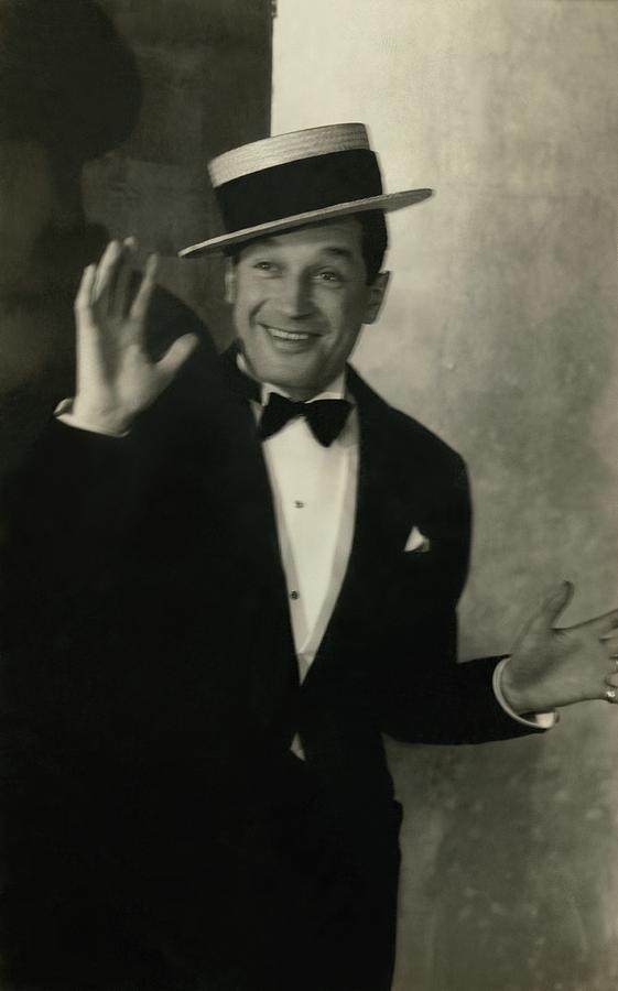 Actor Photograph - Maurice Chevalier Wearing A Boater Hat #1 by Edward Steichen