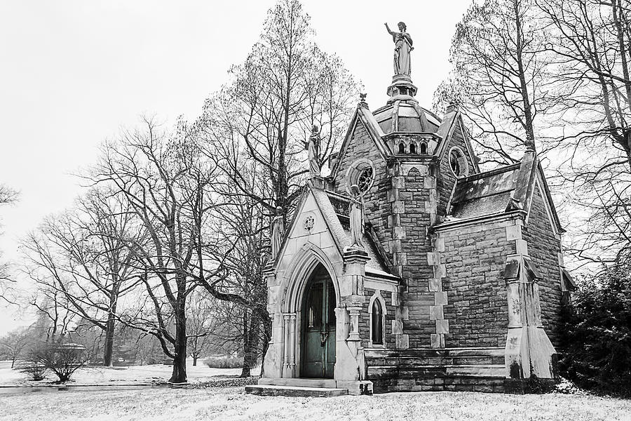 Mausoleum in Snow #1 Photograph by Keith Allen
