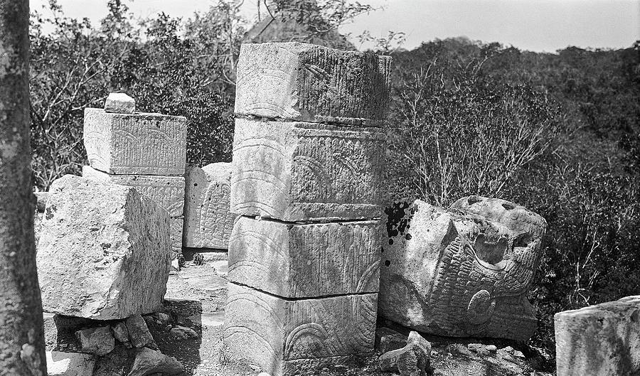 Mayan Photograph - Mayan Temple Carvings #1 by American Philosophical Society