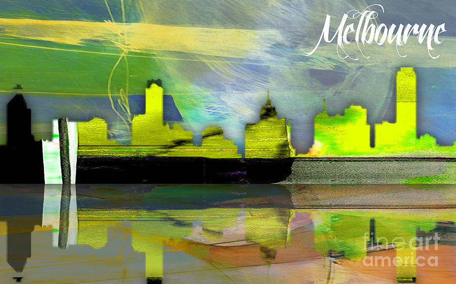 Melbourne Australia Skyline Watercolor #1 Mixed Media by Marvin Blaine