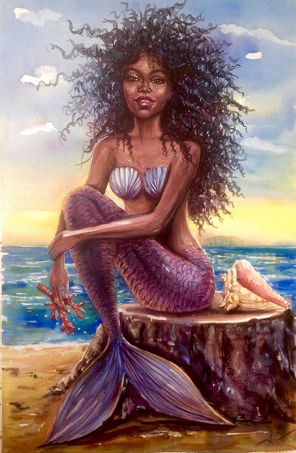 Mermaid3 #1 Painting by Katerina Kovatcheva
