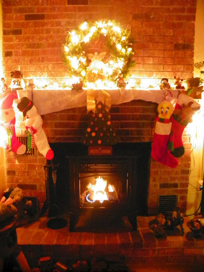 Merry CHRISTmas Fireside 2 Photograph by Lisa Wooten