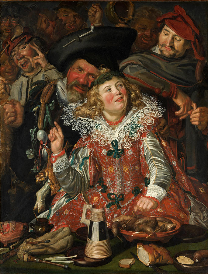 Merrymakers at Shrovetide #8 Painting by Frans Hals