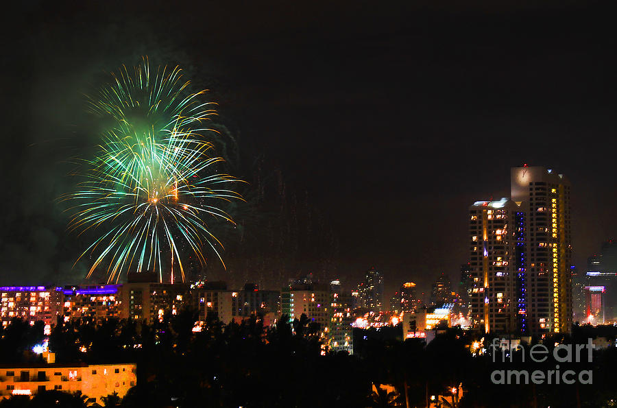 Miami Fire Works New Years Eve #1 Photograph by Steven Spak