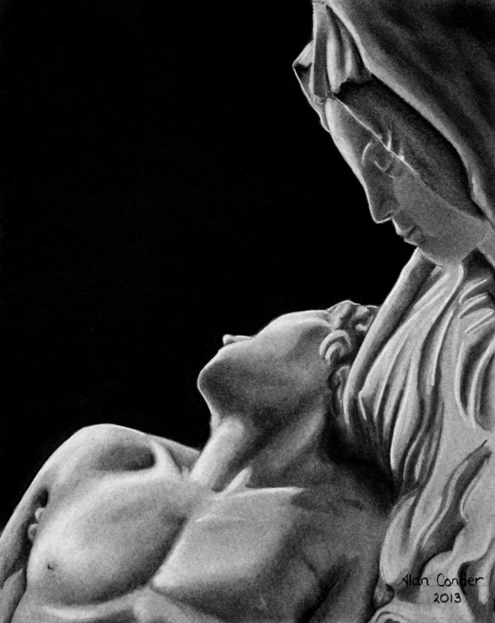 Michelangelos Pieta Part II Drawing by Alan Conder