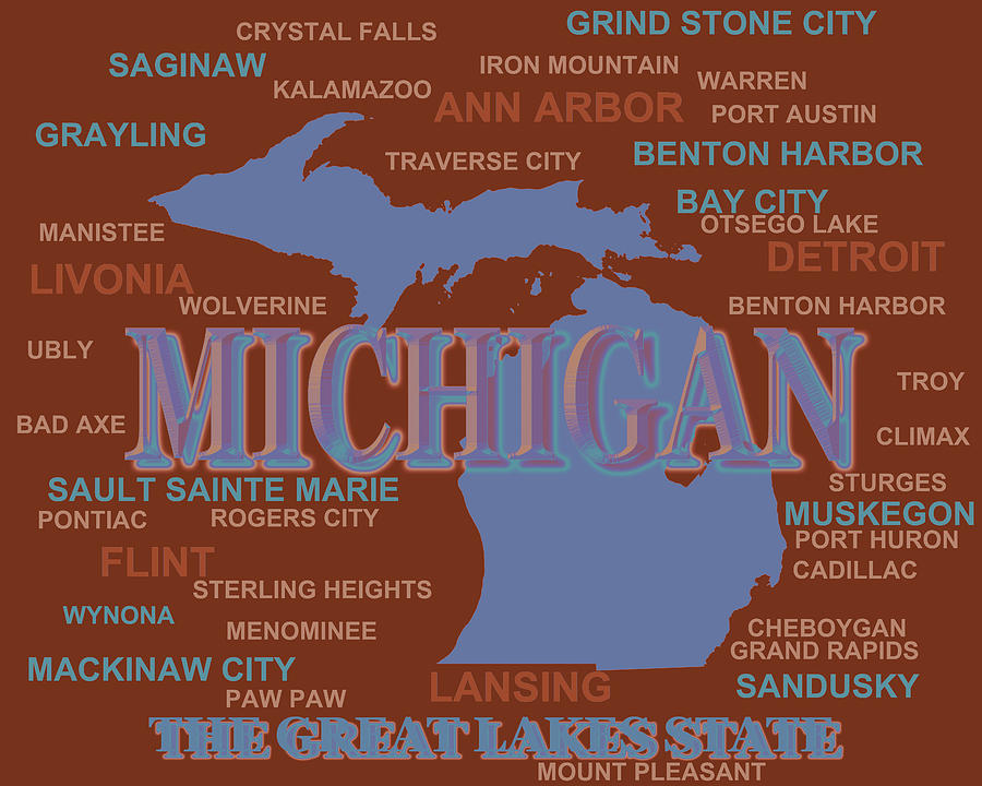 City Photograph - Michigan State Pride Map Silhouette  #1 by Keith Webber Jr