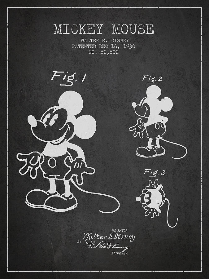 Vintage Digital Art - Mickey Mouse patent Drawing from 1930 #2 by Aged Pixel