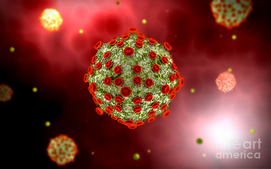 Microscopic View Of Hiv  Virus  Digital Art by Stocktrek Images