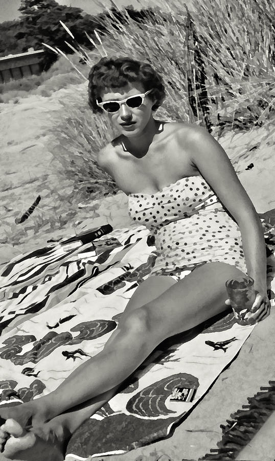 Mid Century Swimsuit Gal Photograph by Cathy Anderson