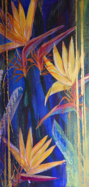 Flower Painting - Midnight Blue #1 by Shirley Watts