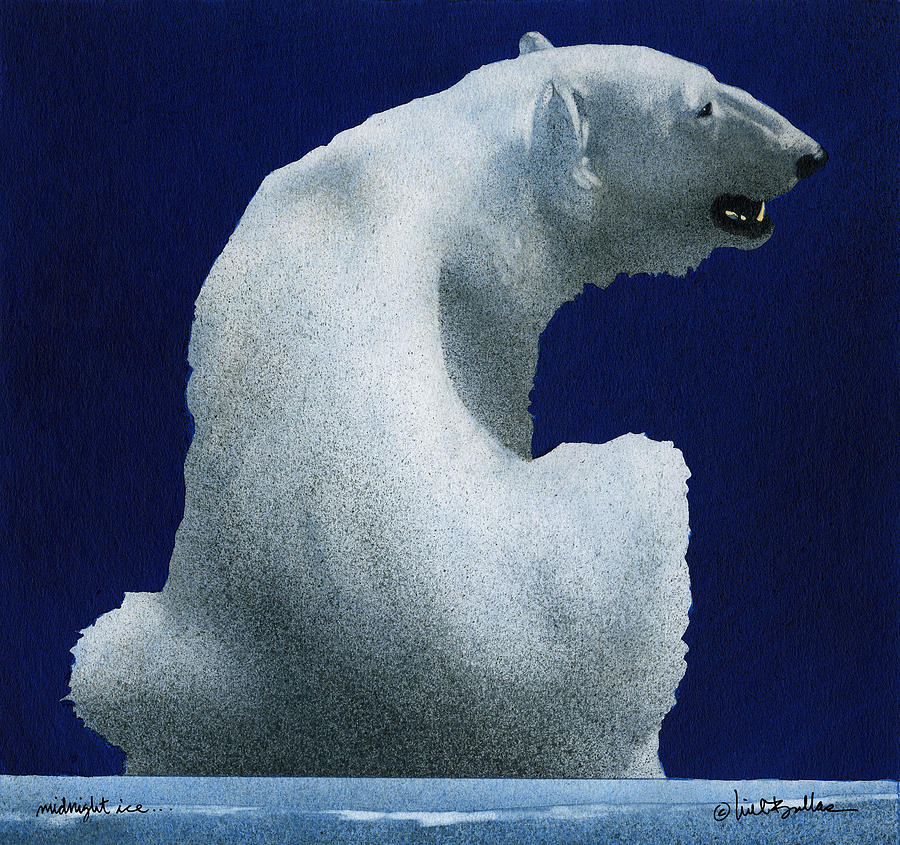 Polar Bear Painting - Midnight Ice... #2 by Will Bullas