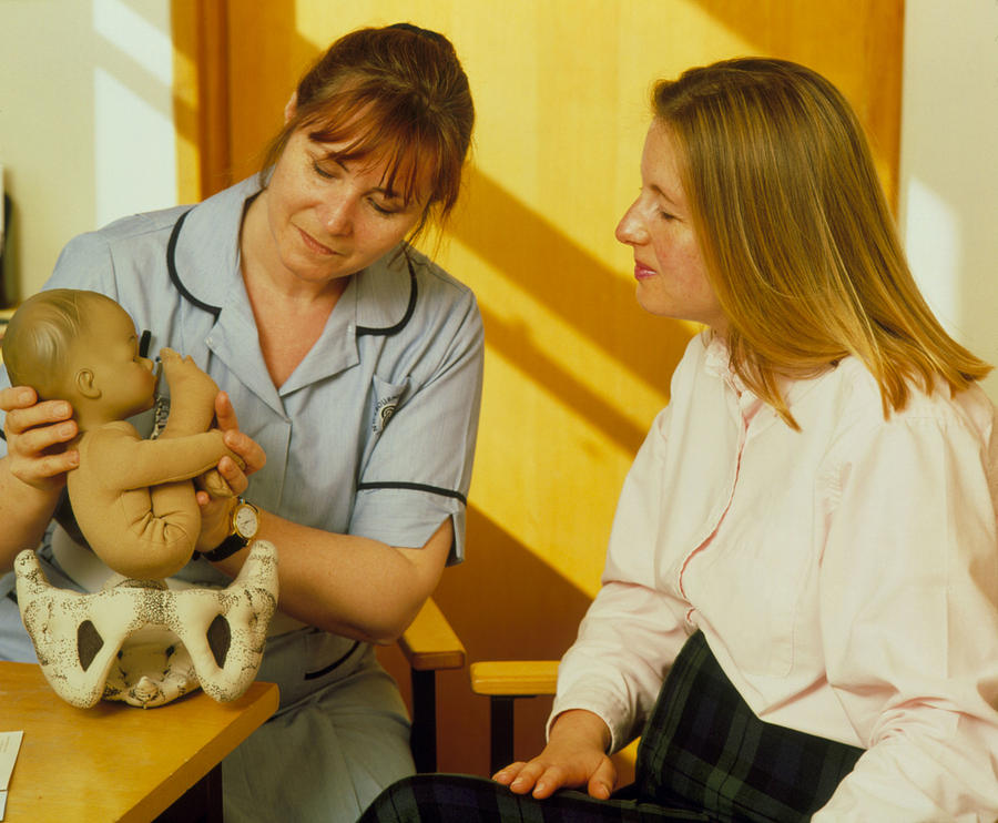 Midwife With Pregnant Woman In An Antenatal Class Photograph By Ruth ...