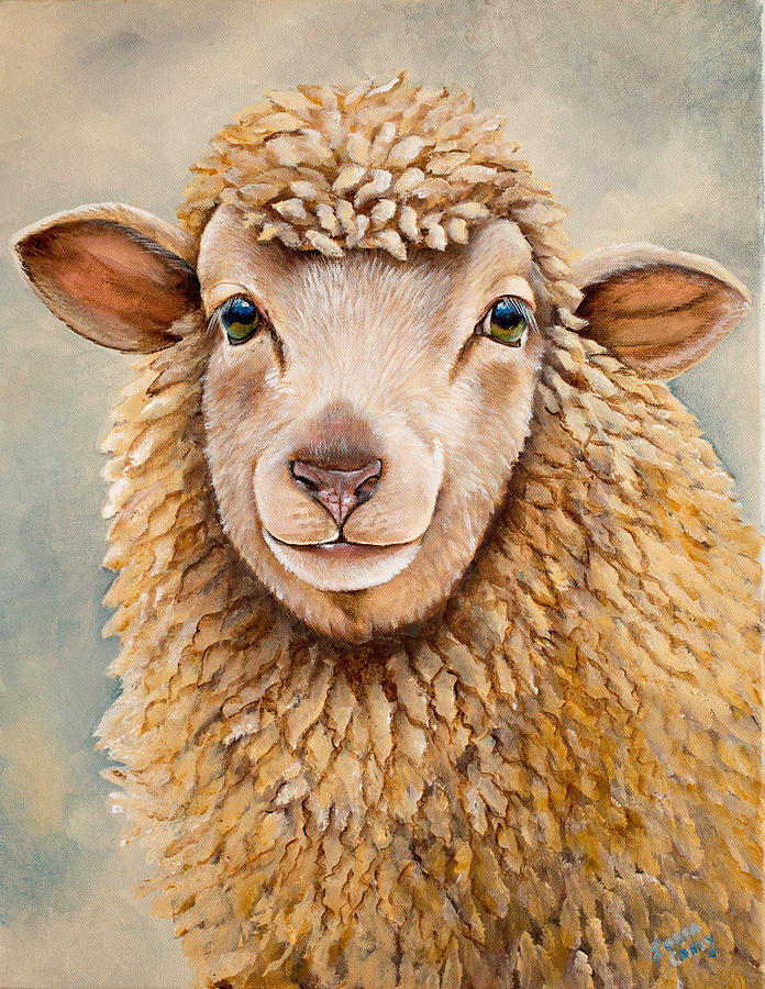 Sheep Painting - Mildred #1 by Laura Carey