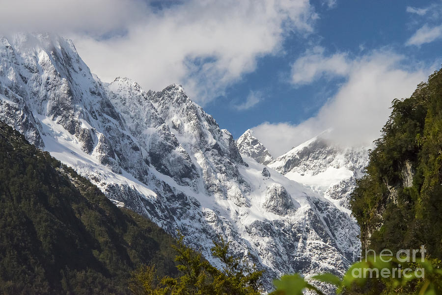 Milford Sound Snow Covered Peaks #1 Photograph by Bob Phillips