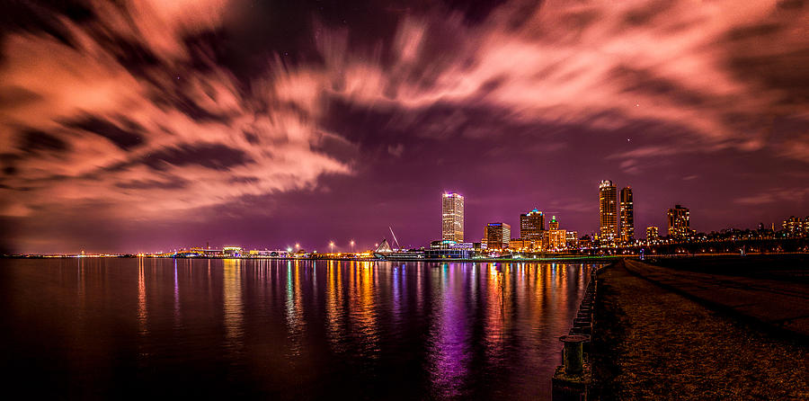 Milwaukee at Night #1 Photograph by Randy Scherkenbach