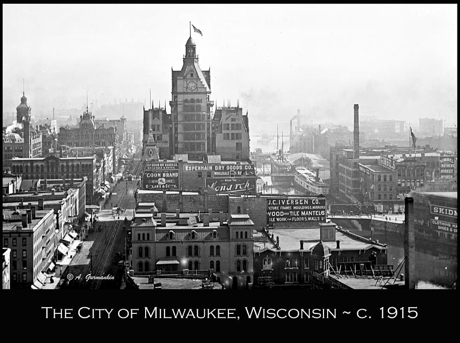 Milwaukee Skyline c 1915 Photograph by A Macarthur Gurmankin - Fine Art ...