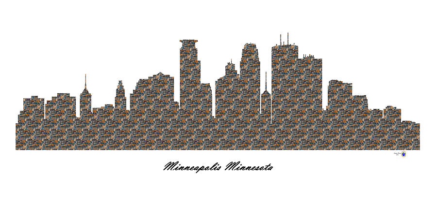 Minneapolis Minnesota 3D Stone Wall Skyline #1 Digital Art by Gregory Murray