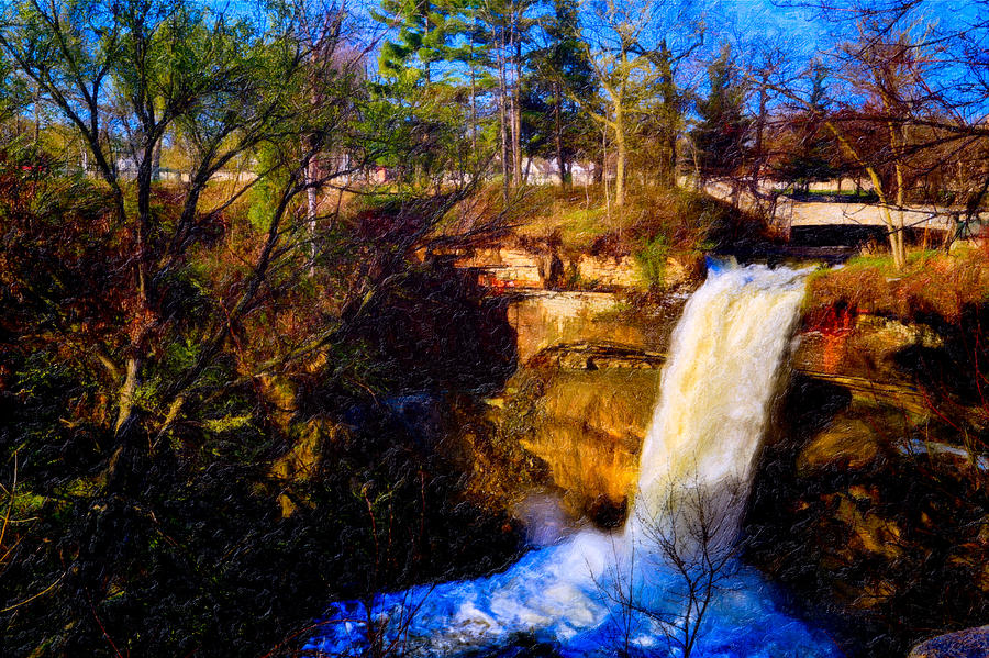 Minneapolis Digital Art - Minnehaha Falls #1 by Saibal Ghosh