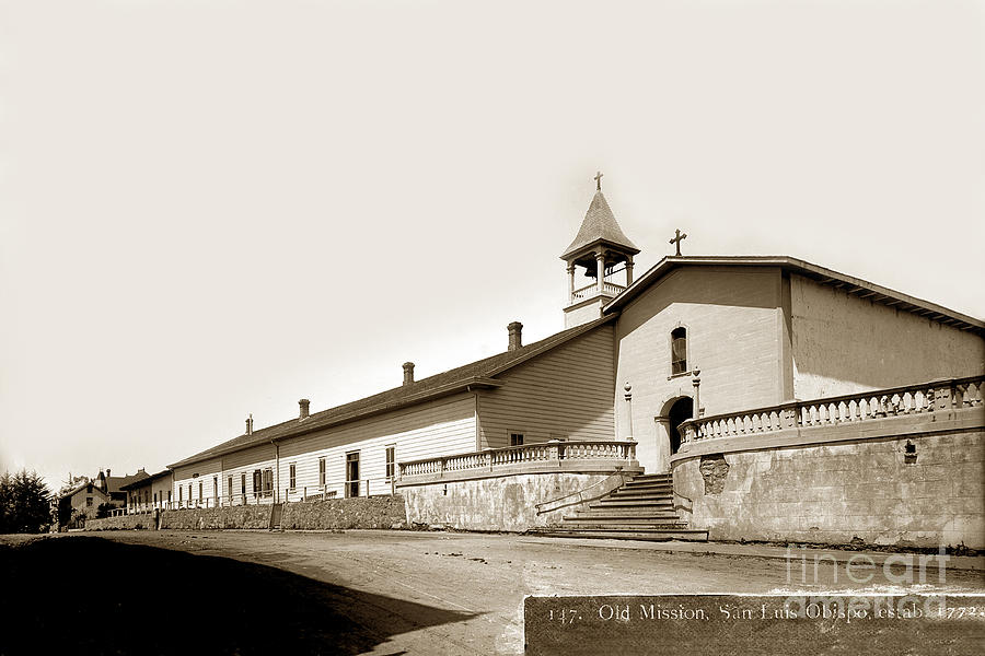 Mission Photograph - Mission San Luis Obispo circa 1890 by Monterey County Historical Society