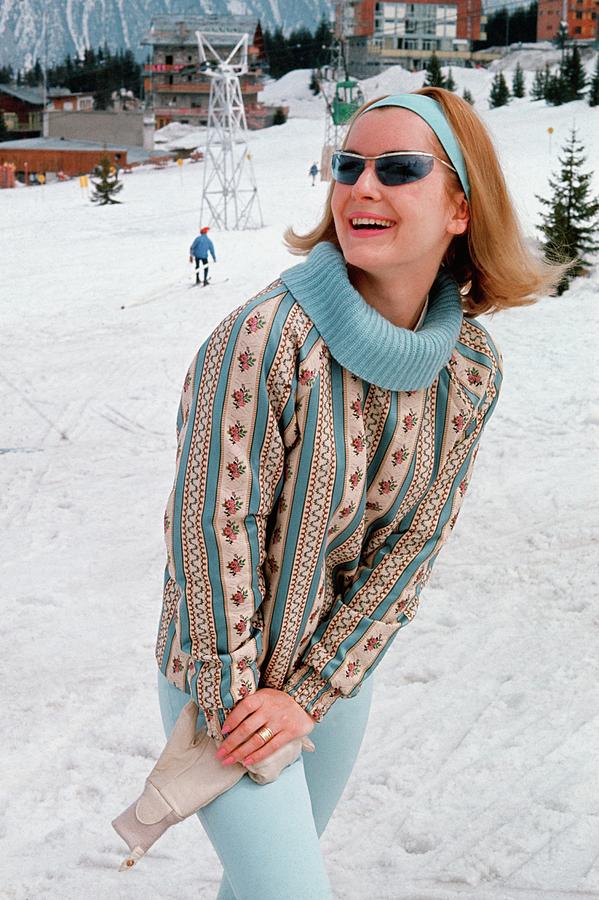 Model On The Slopes At Courchevel #1 Photograph by Frances McLaughlin-Gill