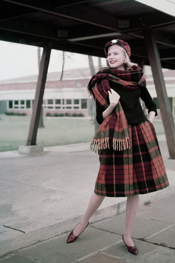 Model Standing Underneath A Breezeway In A Plaid #1 Photograph by Frances McLaughlin-Gill