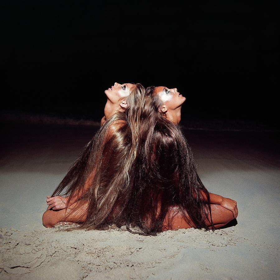 Beach Photograph - Models With Long Brown Hair #1 by Arnaud de Rosnay
