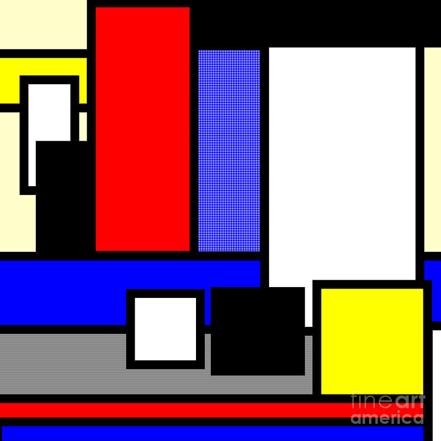 Abstract Digital Art - Mondrian Composition #2 by Celestial Images