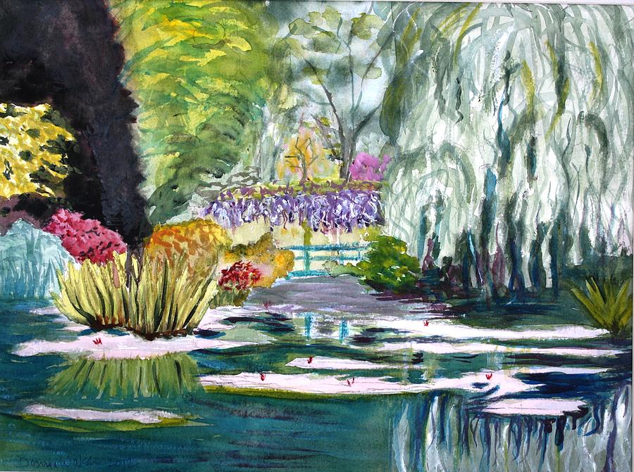 Monets Jardin de lEau #1 Painting by Donna Walsh
