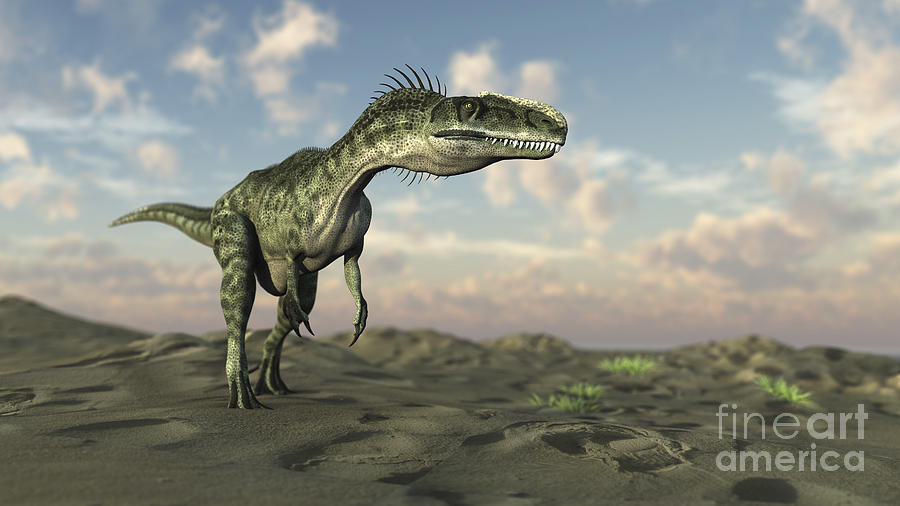 Monolophosaurus Walking Across Desert #1 Digital Art by Kostyantyn Ivanyshen