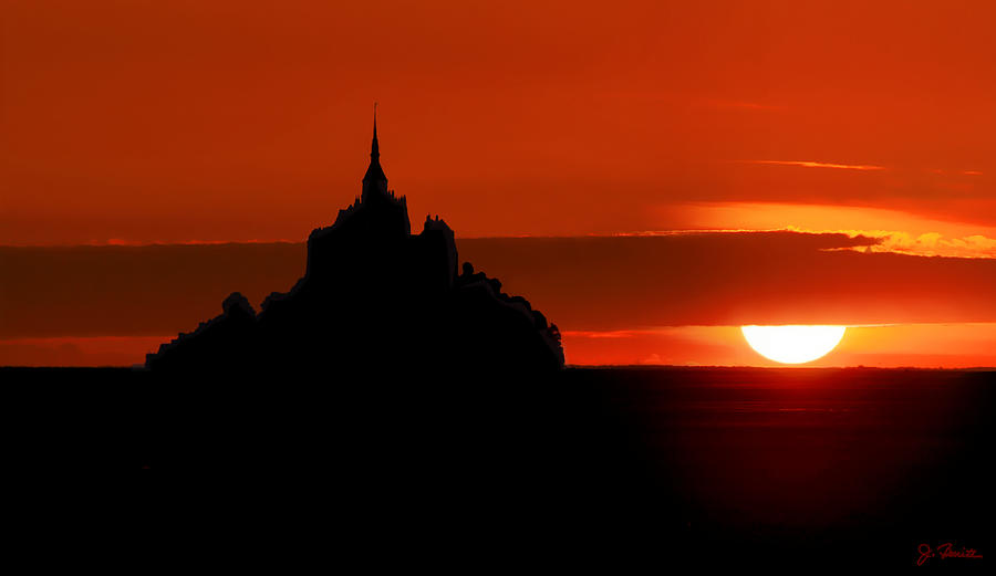 Sunset Photograph - Mont St Michel Sunset by Joe Bonita