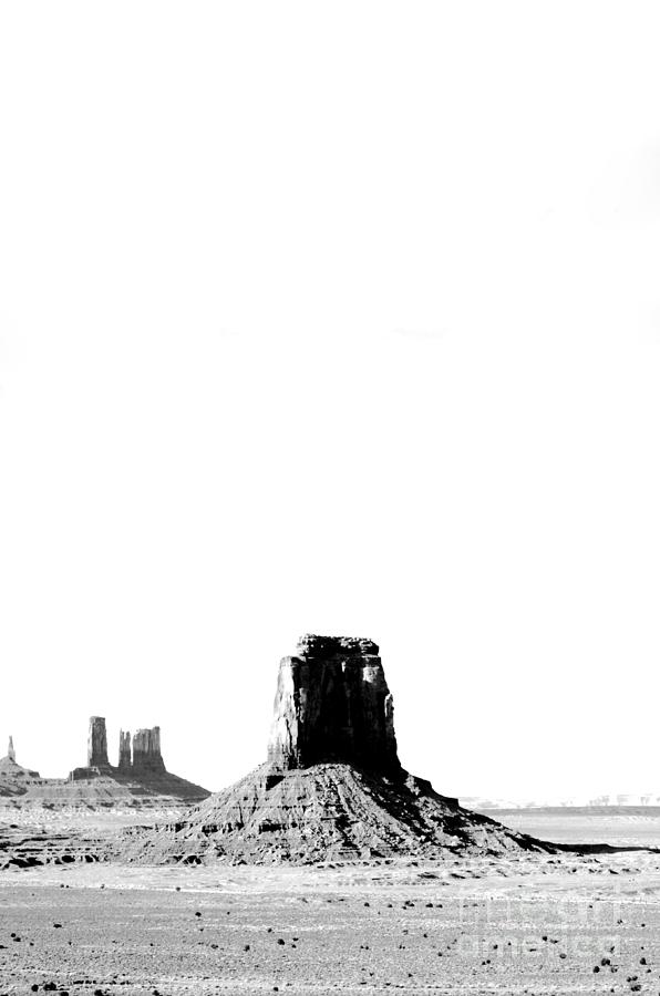 Monument Valley Utah Sanstone Monoliths Rising Up Above Desert Floor BW Conte Crayon Digital Art #2 Digital Art by Shawn OBrien