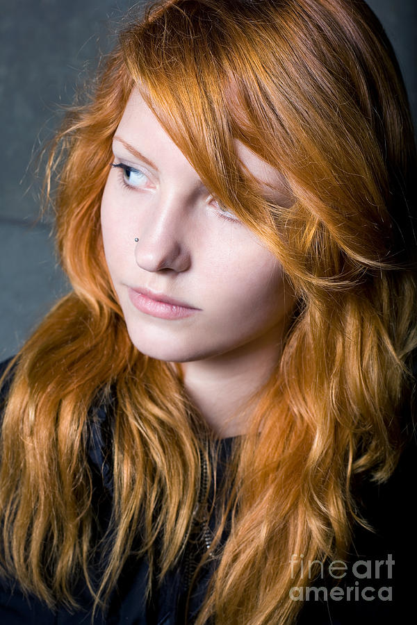 Moody Portrait Of A Beautiful Young Redhead Girl Photograph By Alstair