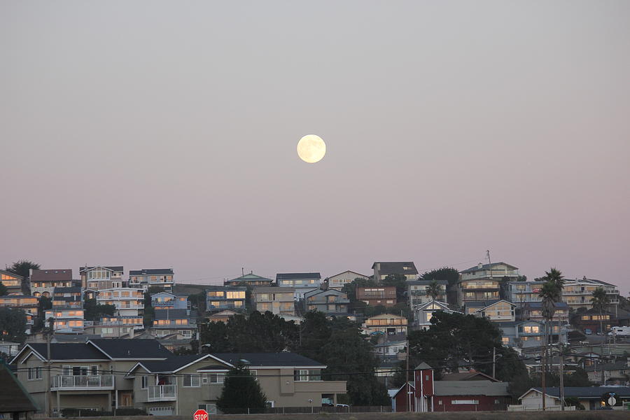 Moon Over Morro Bay #1 Photograph by Douglas Miller