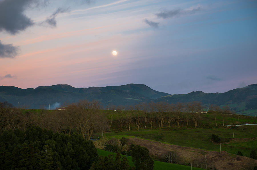 Moon over the Hills of Povoacao #1 Photograph by Joseph Amaral
