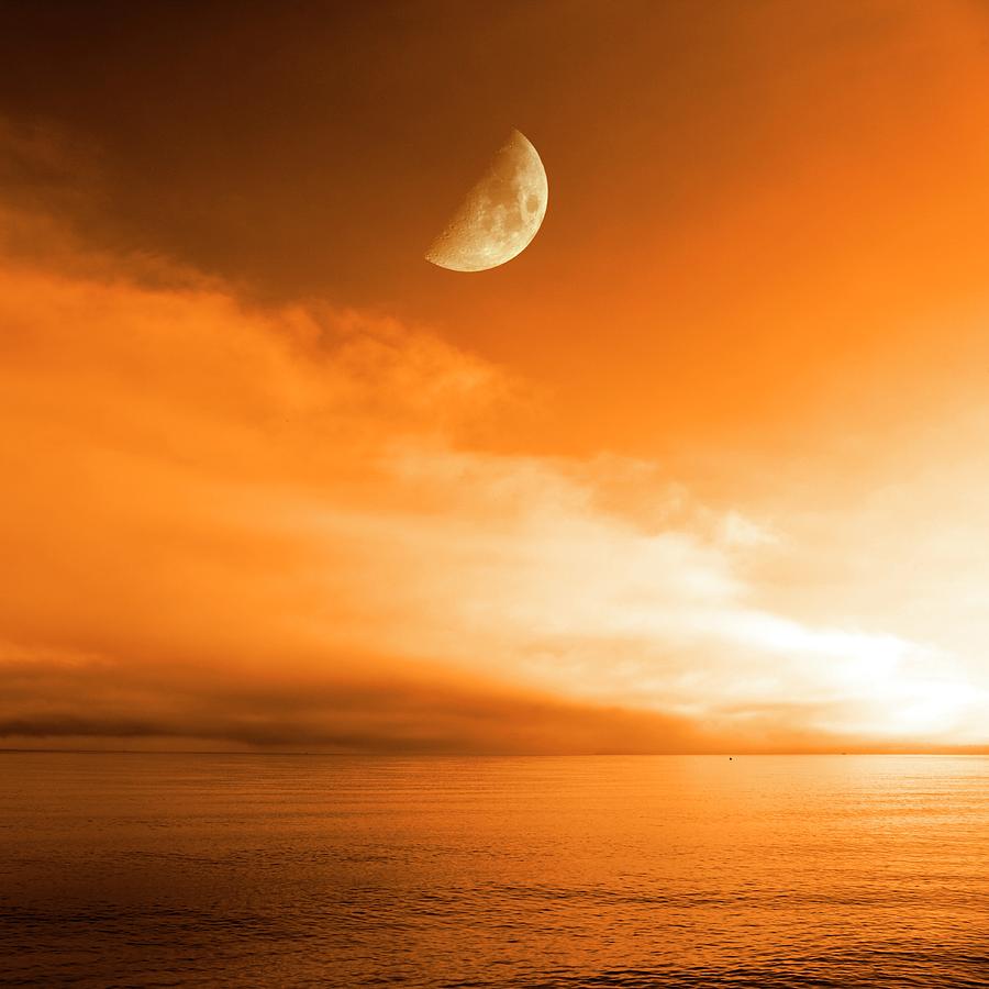 Moon Over The Ocean #1 Photograph by Detlev Van Ravenswaay