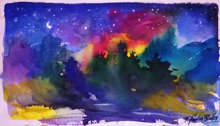 Pines Painting - Moon Starshine And Pines by Therese Fowler-Bailey Pines Painting - Moon Starshine And Pines by Therese Fowler-Bailey
