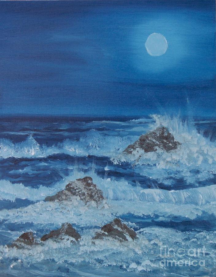 Moonlit Waves Painting by Holly Martinson - Fine Art America