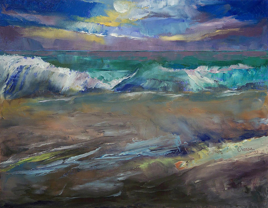 Moonlit Waves Painting by Michael Creese