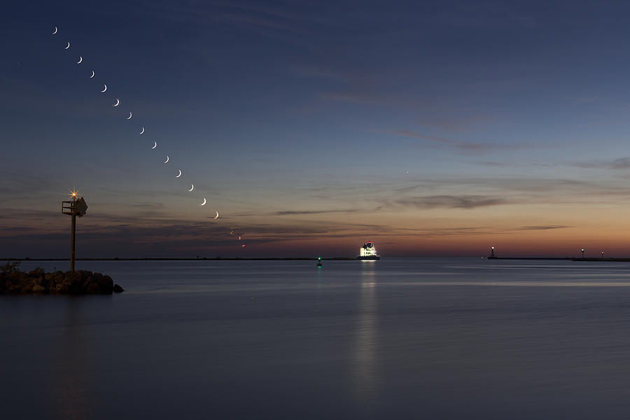 Sunset Photograph - Moonset Sequence #1 by Frank Shoemaker