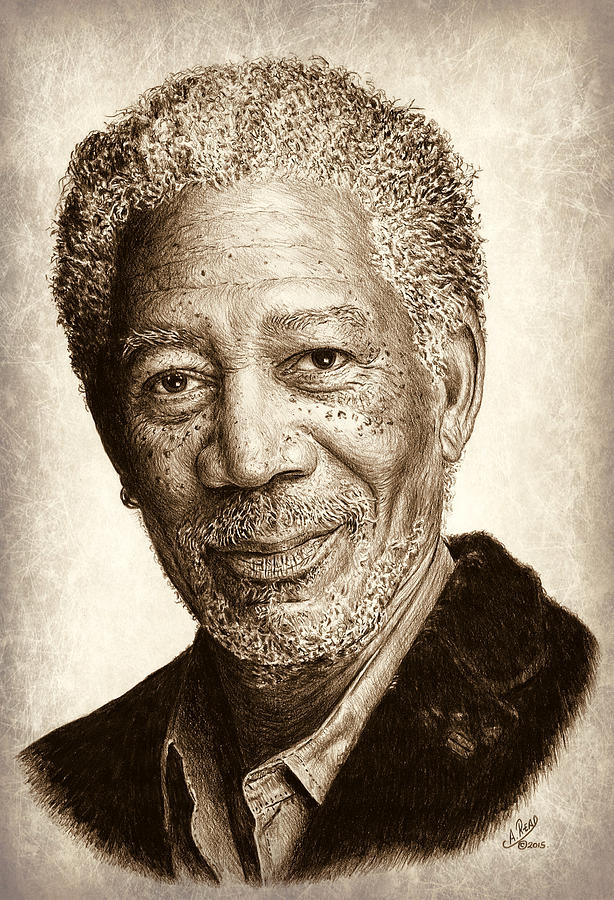 Morgan Freeman #1 Drawing by Andrew Read