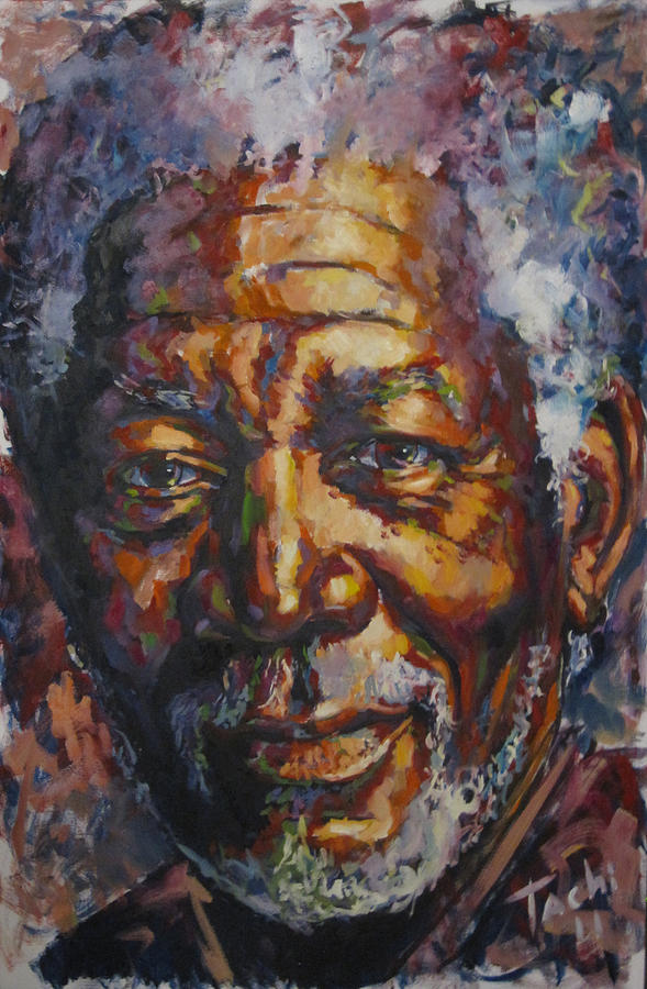 Morgan Freeman #1 Painting by Tachi Pintor