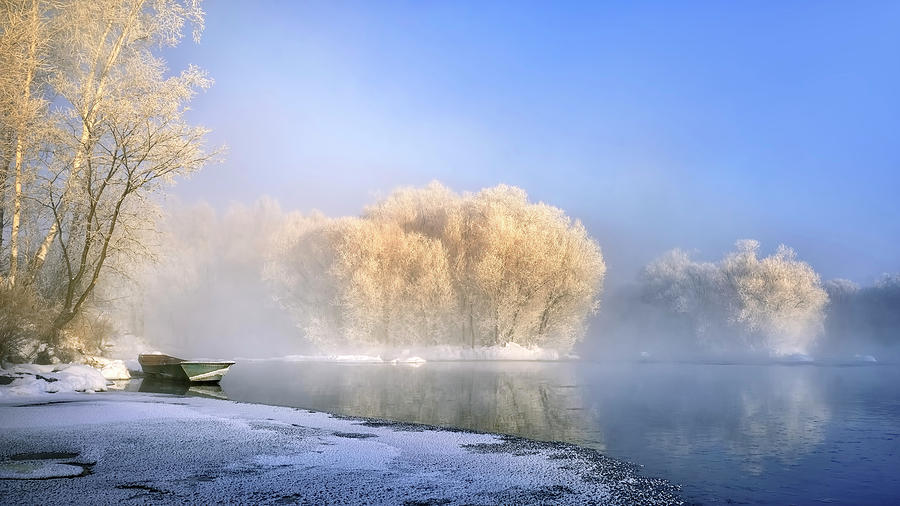 Winter Photograph - Morning Fog And Rime In Kuerbin #1 by Hua Zhu