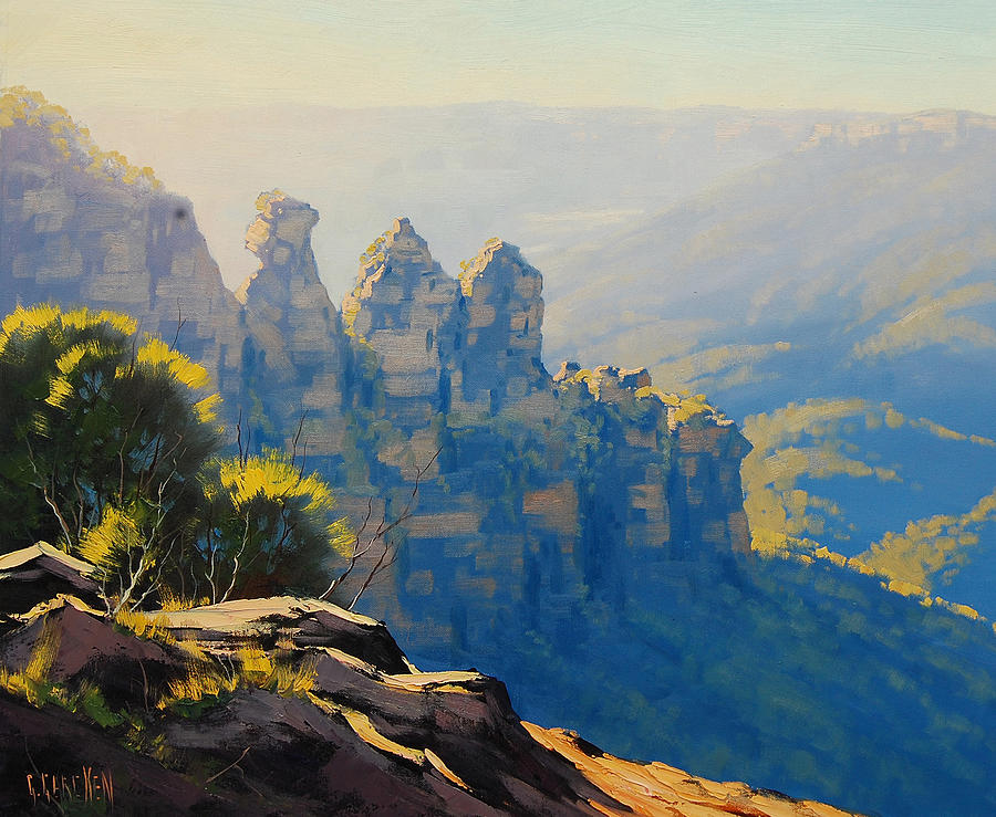 Blue Mountains Painting - Morning Light Three Sisters by Graham Gercken