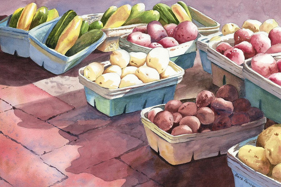 Morning Market 1 #1 Painting by Barbara Parisien