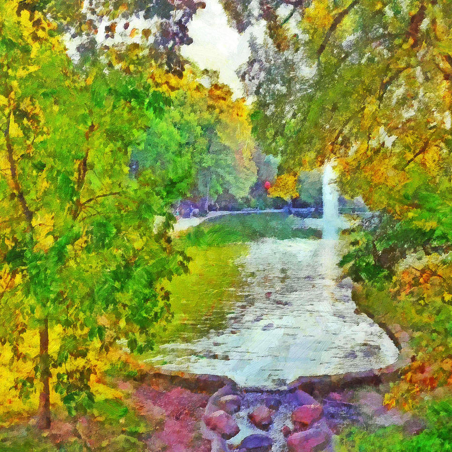 Morning On The First Day Of Classes. Mirror Lake. The Ohio State University #2 Digital Art by Digital Photographic Arts